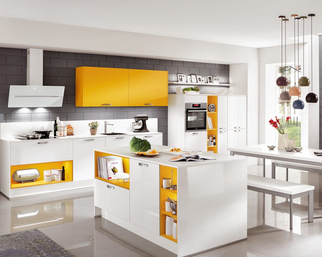 Nobilia Focus 470 Yellow Accents White German Kitchen